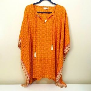 Gorgeous Orange Kaftan Poncho Tassel Dress